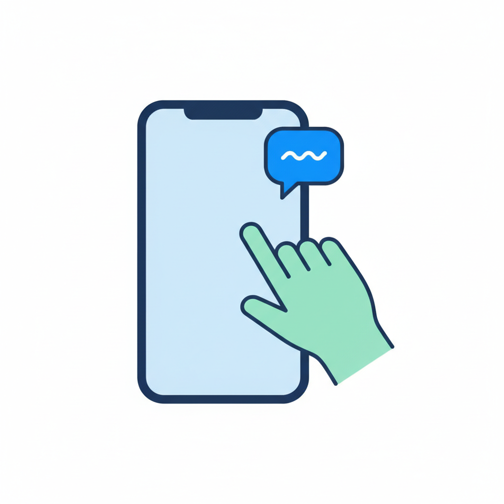 Friendly support illustration with a smartphone and a helping hand.